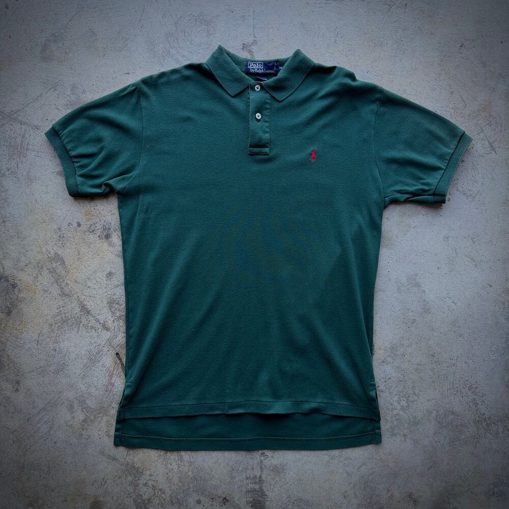 Vintage 80s Polo Ralph Lauren Green Polo Shirt Size M